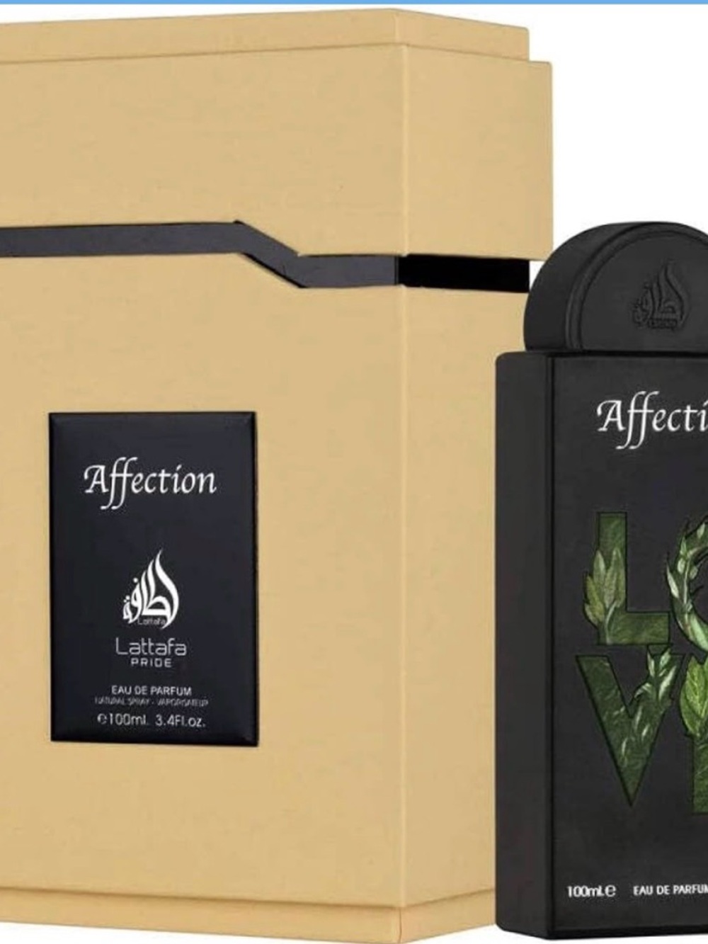 Affection Eau de Parfum by Lattafa - Black & Beige Bottle. 3.4oz